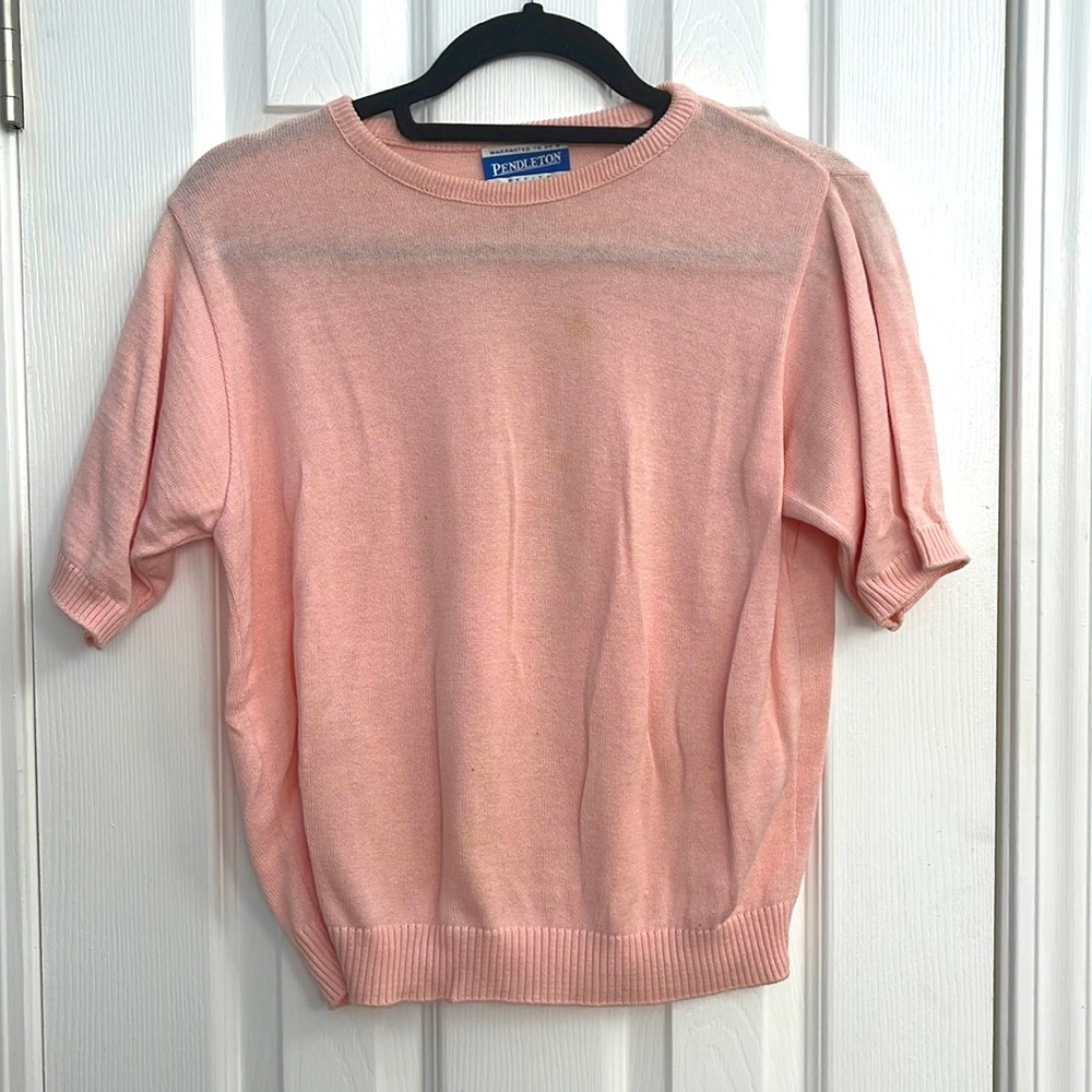 Vintage Pendleton short sleeve pink knitted sweater